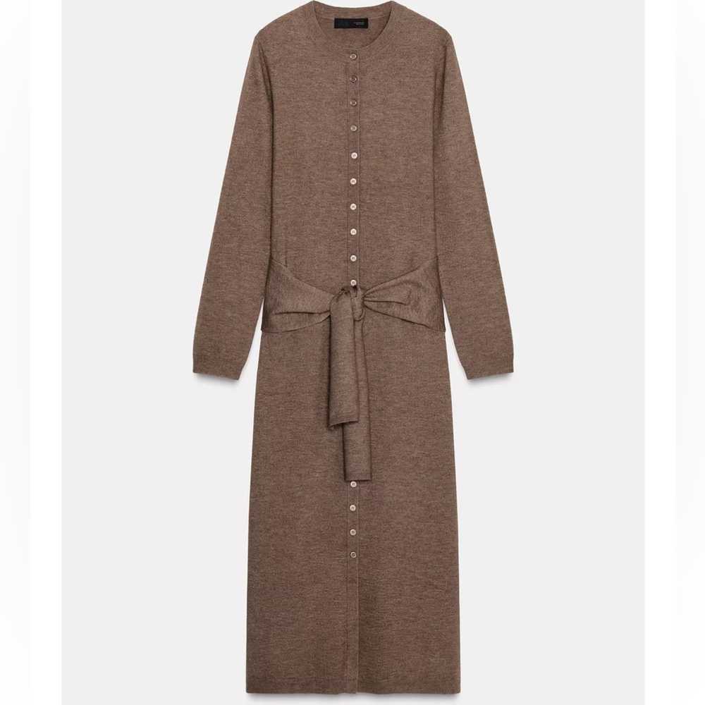 Zara Brown Long Sleeve Knit Dress